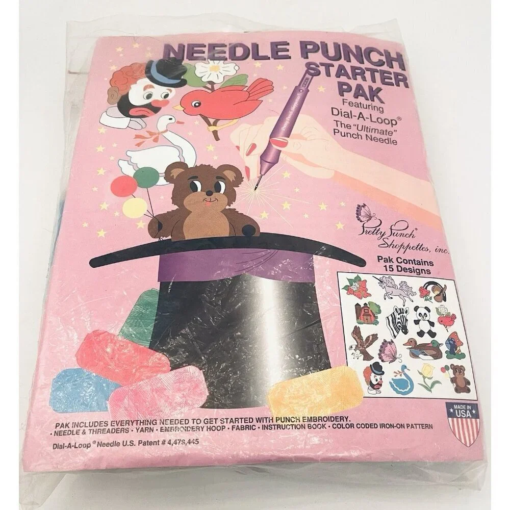 Dial-A-Loop Needle Punch Embroidery Starter Pak Hoop Yarn Spools 15 Designs